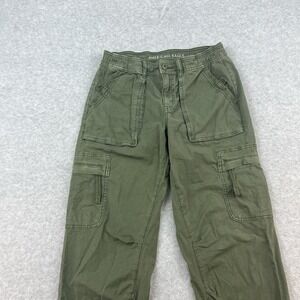 American Eagle Womens Size 2 Army Green Jogger Pants Double Button Pull On Baggy